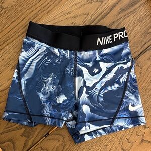 Nike Blue & White Marble Athletic Compression Shorts